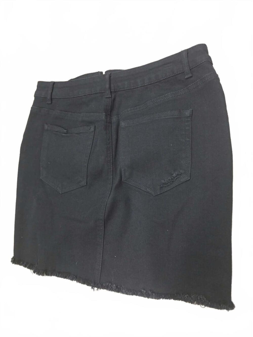 Wax Jean Black Distressed Denim Skirt Size L